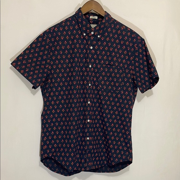 J.Crew Men’s Button-Up Shirt - Navy and Red Sz Large - Picture 1 of 8